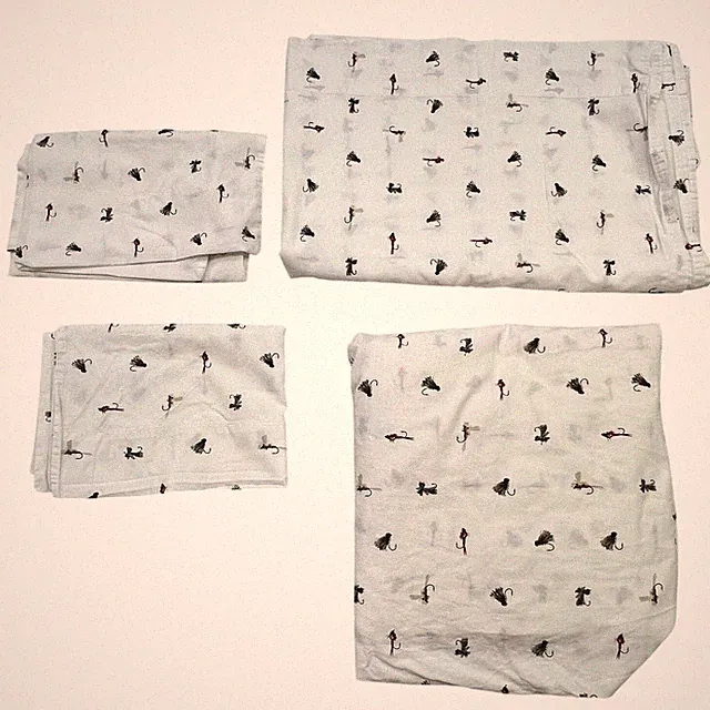 Eddie Bauer 100% Cotton Fishing Flies Full/Double Cotton Sheet Set