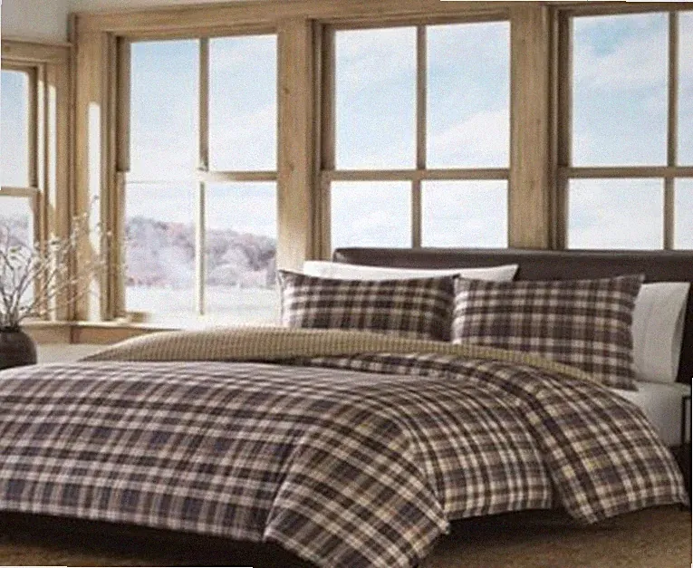 Eddie Bauer 3 PC King Comforter Set Reversible Cotton Bedding with Matching Sham
