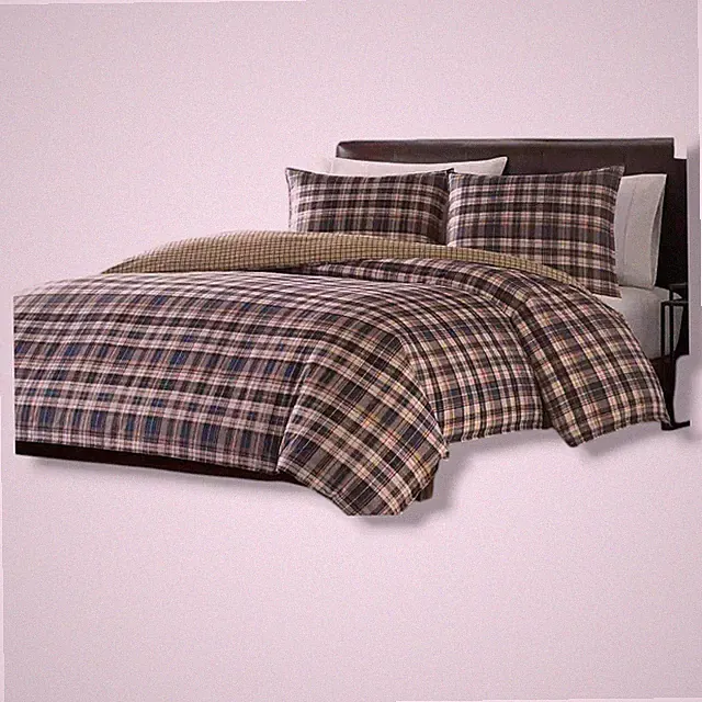 Eddie Bauer Blue Plaid Port Gamble Dusted Comforter 3-Piece Set, King