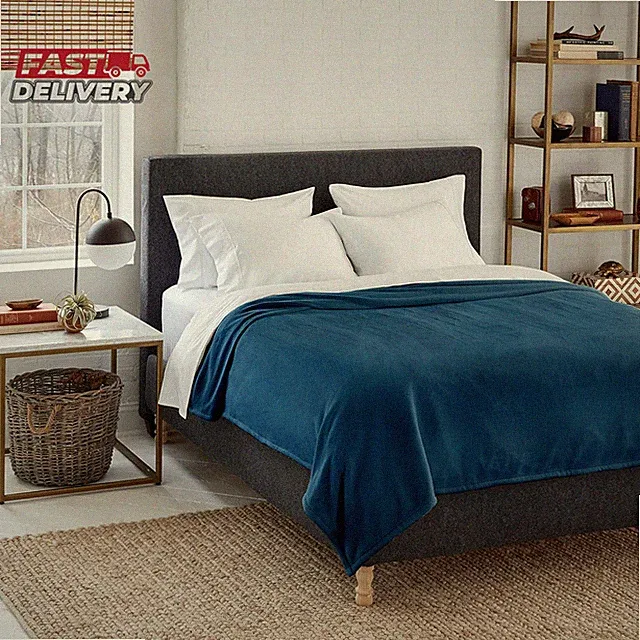 Eddie Bauer | Cabin Comfort Plush Heated Electric Warming Blanket (Queen, Peacoc