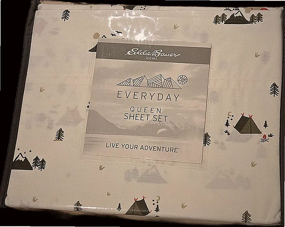 Eddie Bauer Cascade Camping Queen Sheet Set, 100% Cotton Bedding Set NEW