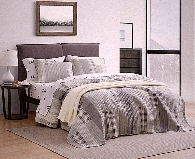 Eddie Bauer Cotton Quilt & Sham Sets (Fairview-Grey)