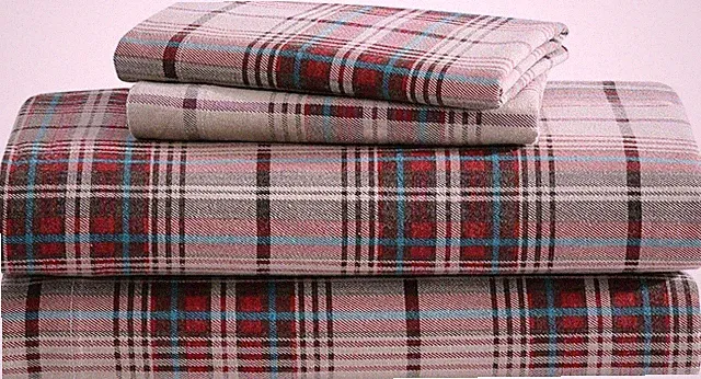 Eddie Bauer Flannel Sheets Queen Cotton Anti-Pilling Wrinkle Resistant Plaid Red