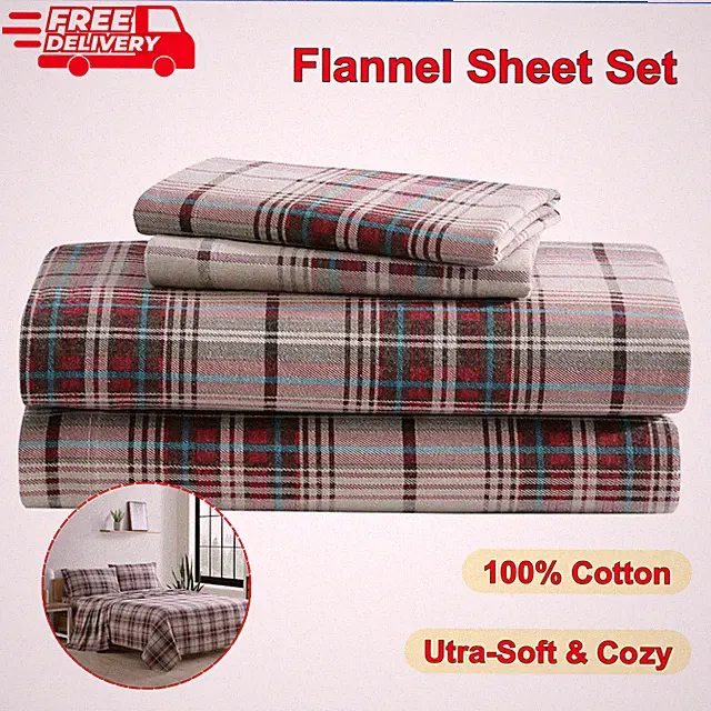 Eddie Bauer - Flannel Sheets Queen Size, Anti-Pilling & Wrinkle Resistant Cotton