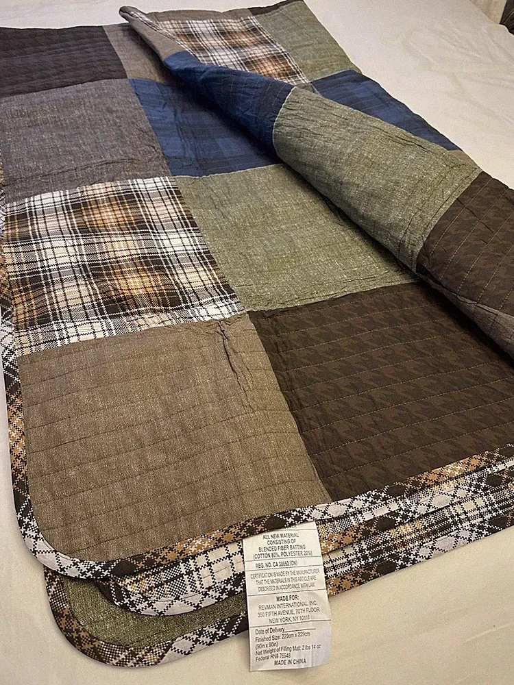 Eddie Bauer Full/Queen Quilt Sham Set Premium Cotton Reversible Bedding