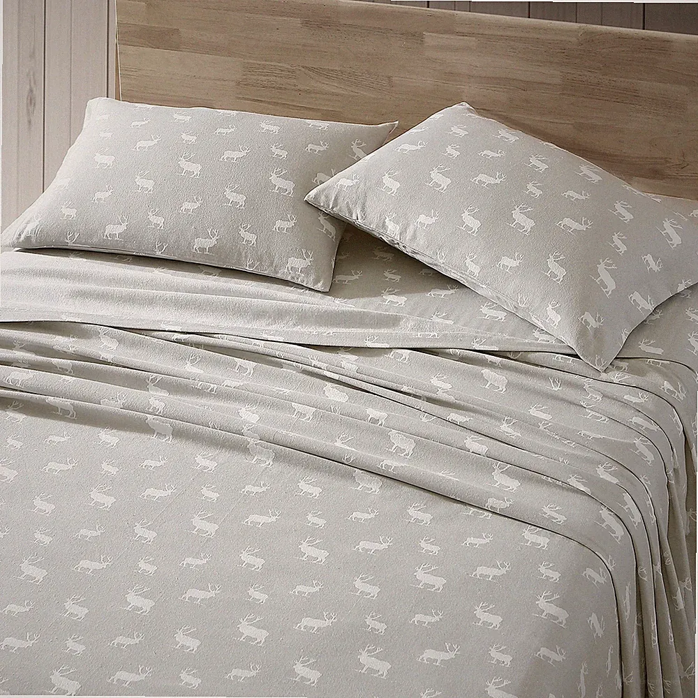 Eddie Bauer - Full Sheet Set, Warm Breathable Cotton Flannel Bedding with Dee...