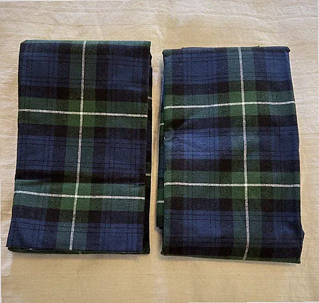 Eddie Bauer Home Pillowcase Set Cotton Flannel Green Navy Plaid NWOT 30”x 20”