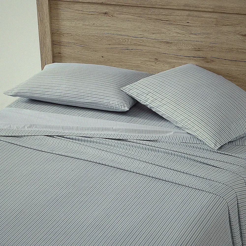 Eddie Bauer Home Sheets Cotton Percale Bedding Set, Crisp & Cool, Stylish Hom...