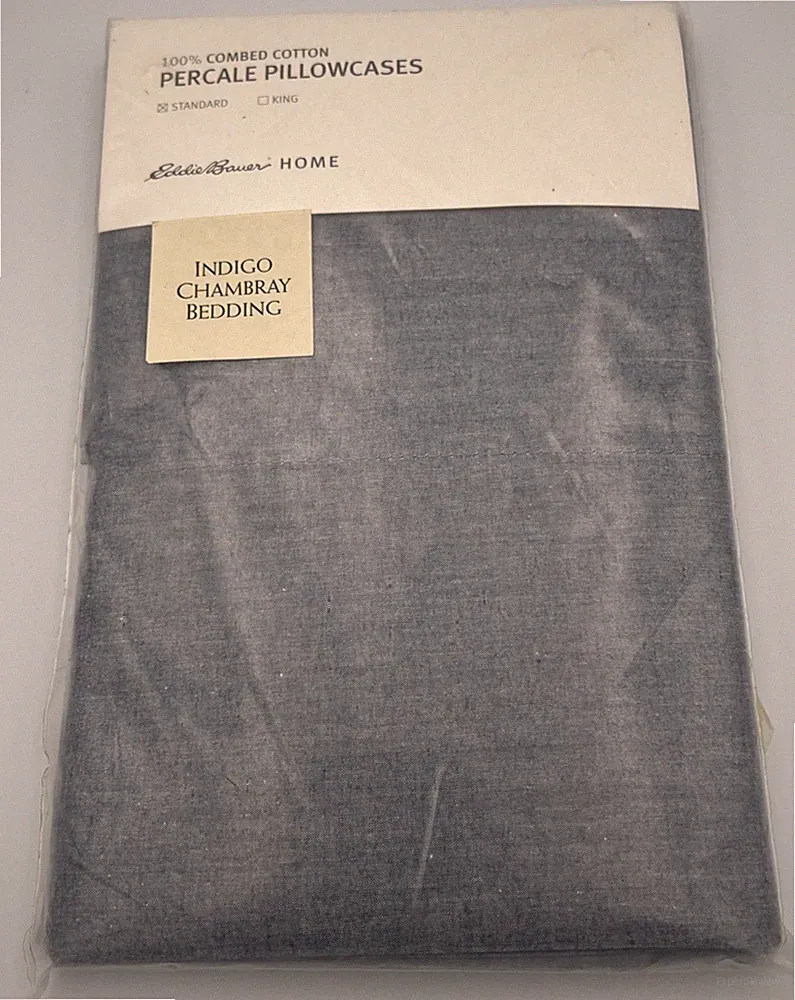Eddie Bauer Indigo Chambray Bedding Pillowcases Standard Size