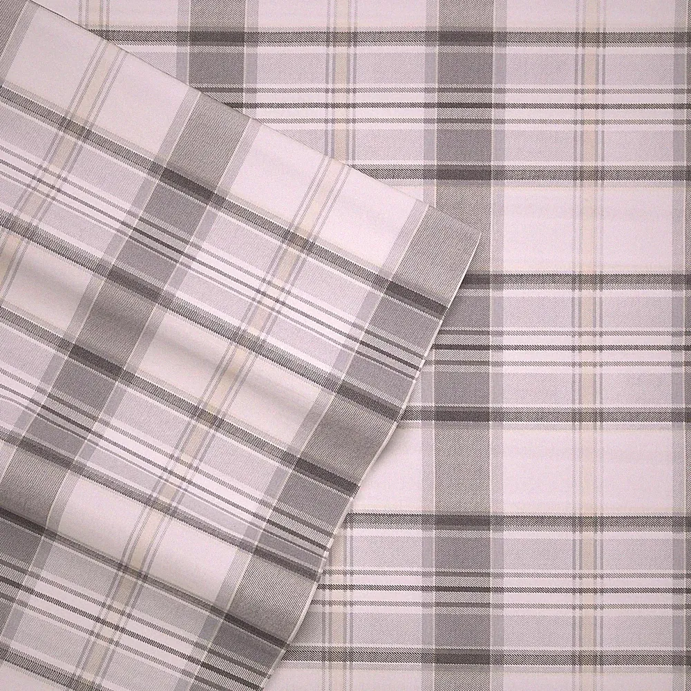 Eddie Bauer King Cotton Percale Sheets Set - Crisp Chinook Grey Bedding