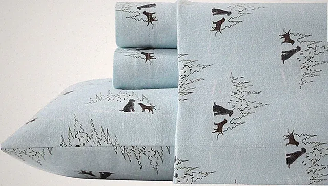 Eddie Bauer King Flannel Sheets - Soft, Anti-Pilling, Dog Friends Blue