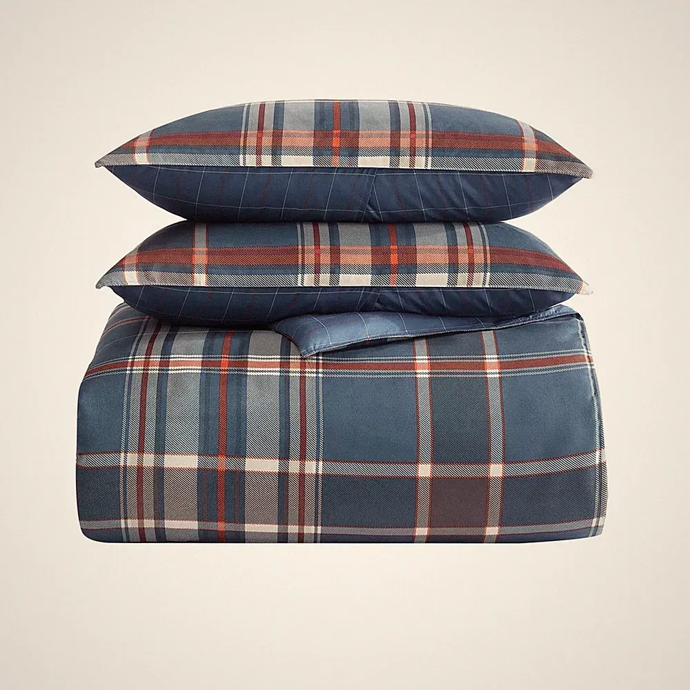 Eddie Bauer King Quilt Set Classic Patchwork Green Reversible Cotton Bedding