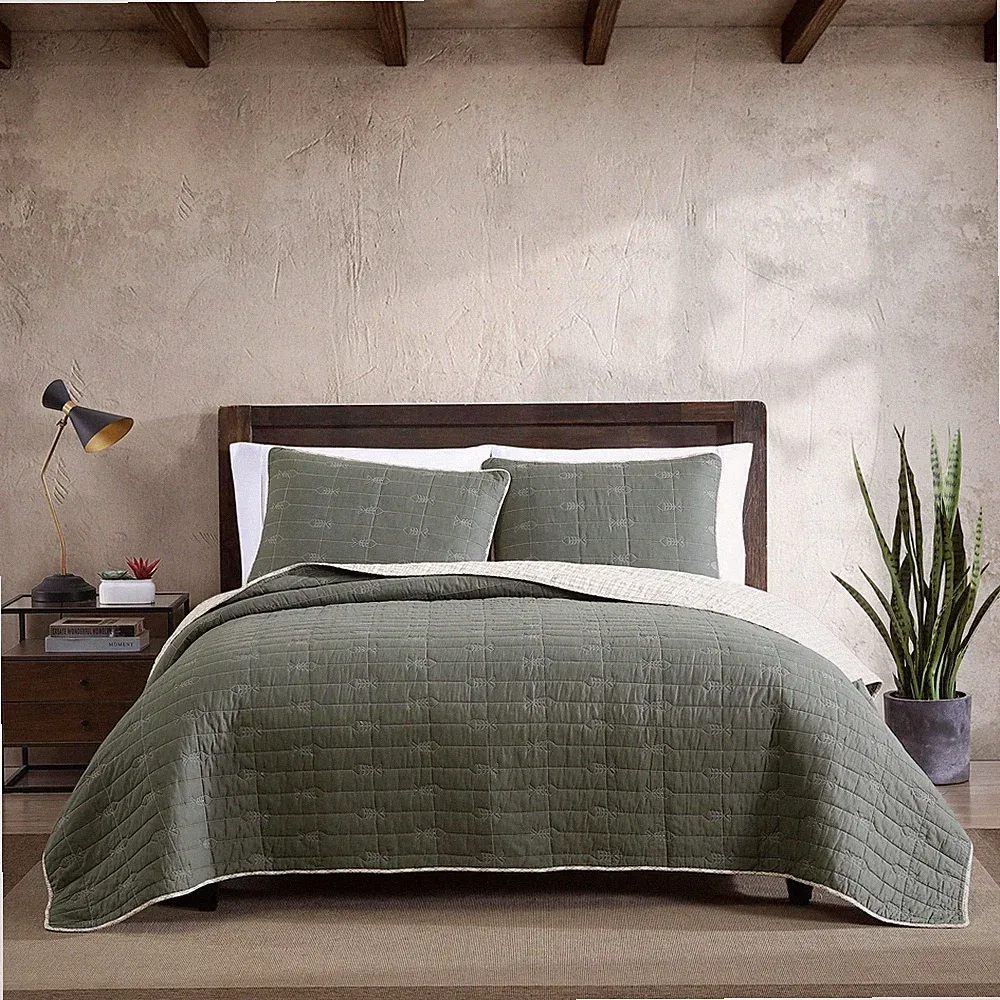 Eddie Bauer - King Quilt Set, Reversible Cotton Bedding with Matching Shams,...