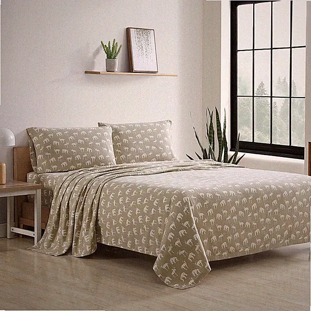 Eddie Bauer - King Sheets Cotton Flannel Bedding Set Brushed For Extra Softness