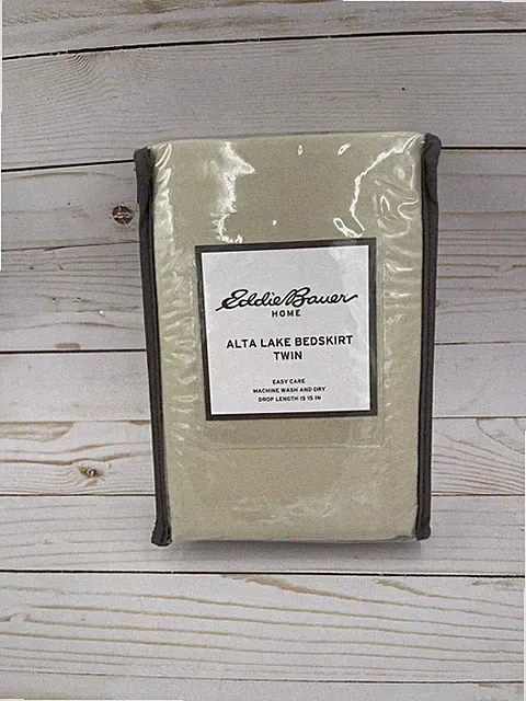 Eddie Bauer NEW Alta Lake Bedskirt Oyster Twin Size 39x75 Solid Easy Care