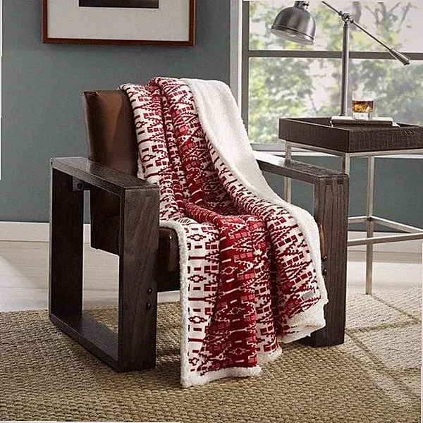 Eddie Bauer Newcastle Ultra Soft Plush Fleece Reversible Throw Blanket 60" X 50