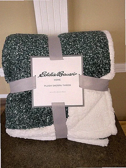 Eddie Bauer Plus Sherpa Throw Blanket 60" x 70", New!