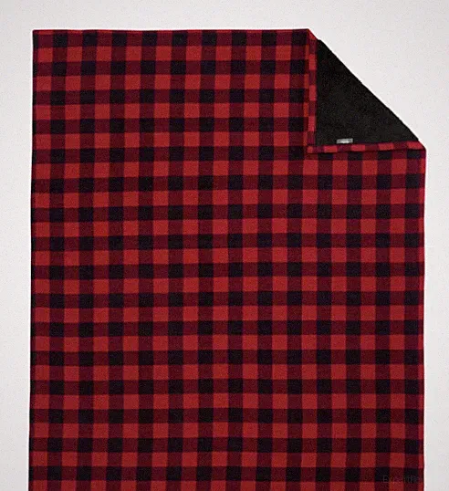 Eddie Bauer Plush Sherpa Fleece Woodland Throw Blanket 50"X60" Red/Black NEW