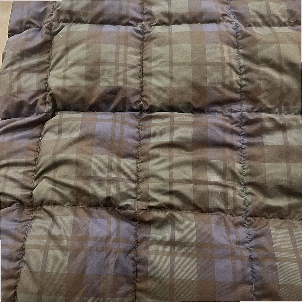 Eddie Bauer Premium Goose Down Fleece Throw Blanket Green Blue Tartan Plaid 60"