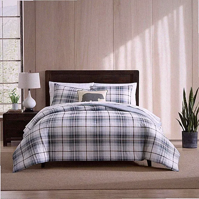 Eddie Bauer - Queen Comforter Set, Crisp & Queen, Alder Plaid Blue/Grey