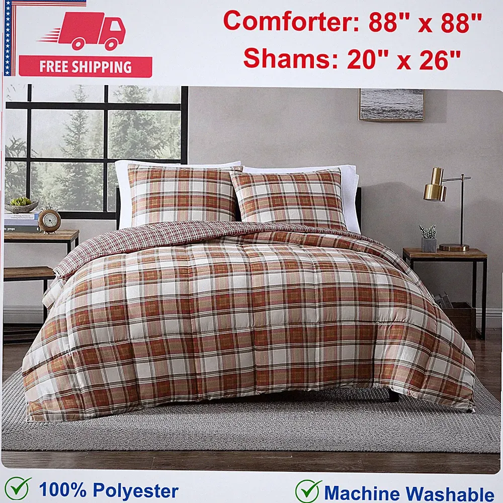 Eddie Bauer - Queen Comforter Set, Soft And Reversible Alt Down Bedding, 3 Piece