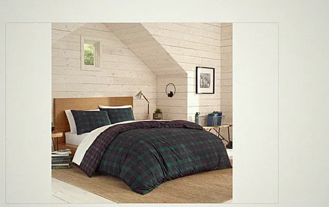 Eddie Bauer - Queen Duvet Cover Set Reversible Cotton Bedding with Matching Sham
