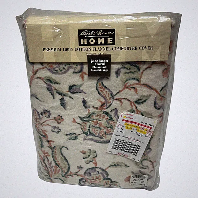 EDDIE BAUER Shabby FLORAL 100% cotton jacobean floral flannel bedding FULL NEW