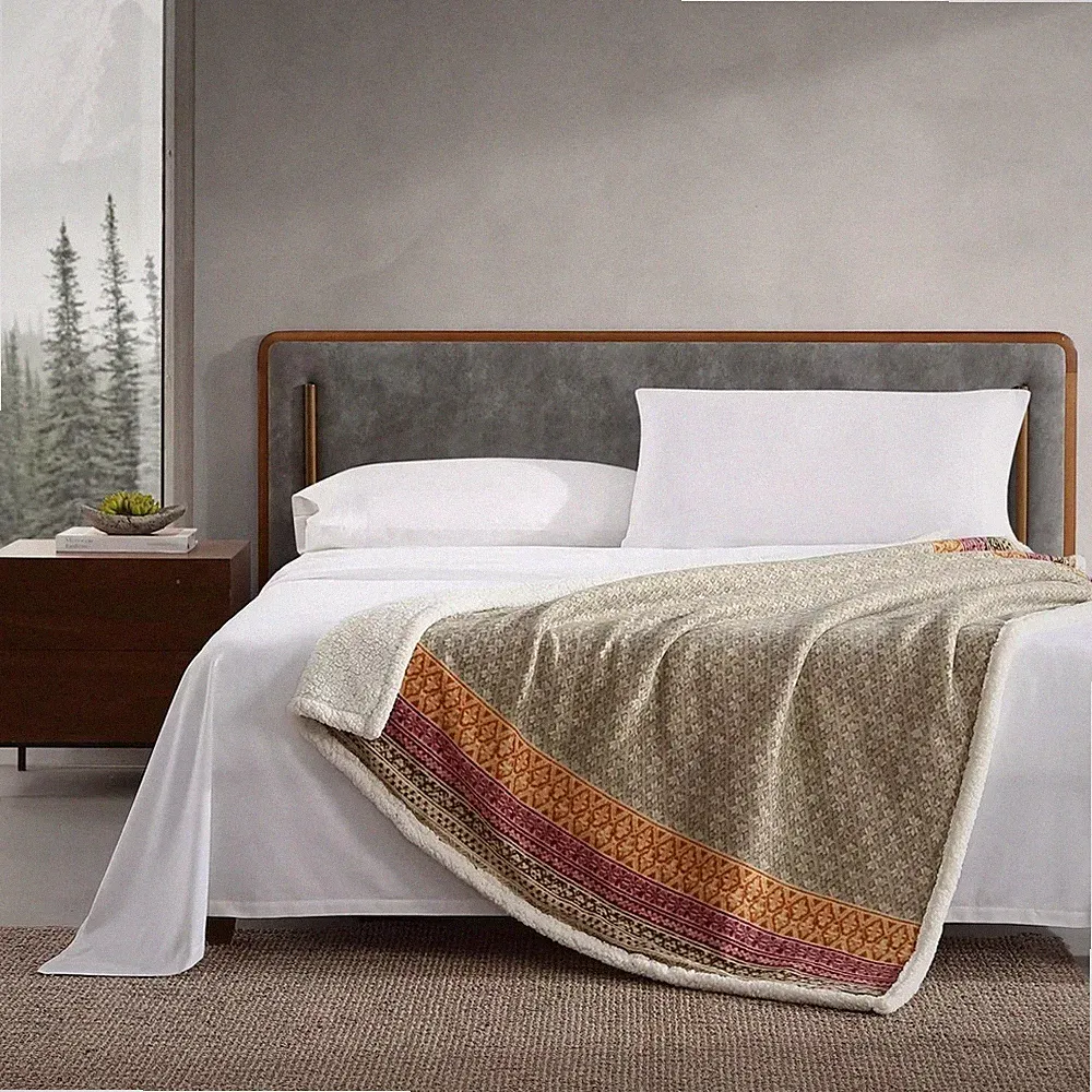 Eddie Bauer - Throw Blanket, Brushed Fleece Bedding Throw, Fair Isle Khaki