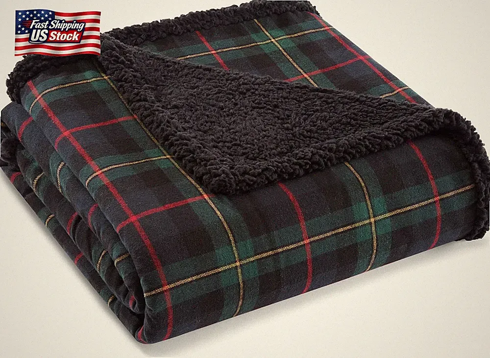 Eddie Bauer - Throw Blanket, Brushed Fleece & Plush Sherpa Bedding, Throw Blanke
