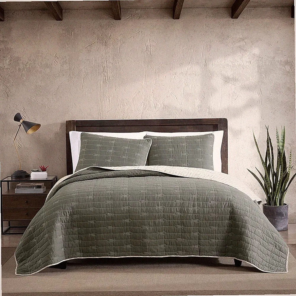 Eddie Bauer Troutdale Quilt Set 3PC 100% Cotton Reversible Soft Lightweight twin