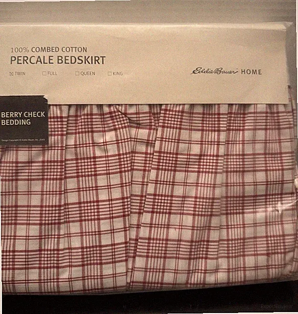 Eddie Bauer Twin Bedskirt Red/white Plaid 100% Cotton NWT
