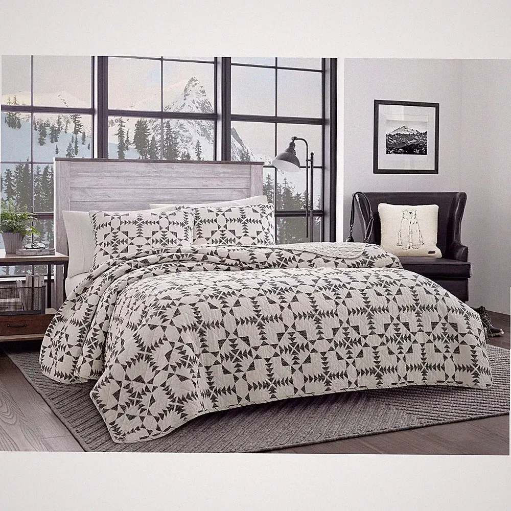 Full/Queen Arrowhead Reversible Quilt Set Charcoal - Eddie Bauer