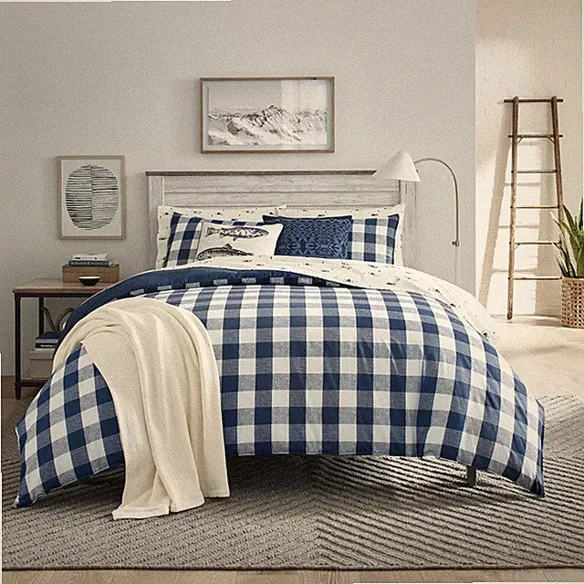 Full/Queen Lakehouse Plaid Comforter Set Blue - Eddie Bauer