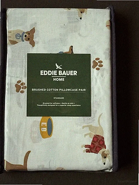NEW PAIR Eddie Bauer Home DOGS Brushed Cotton STANDARD PILLOWCASES Buddy Friends