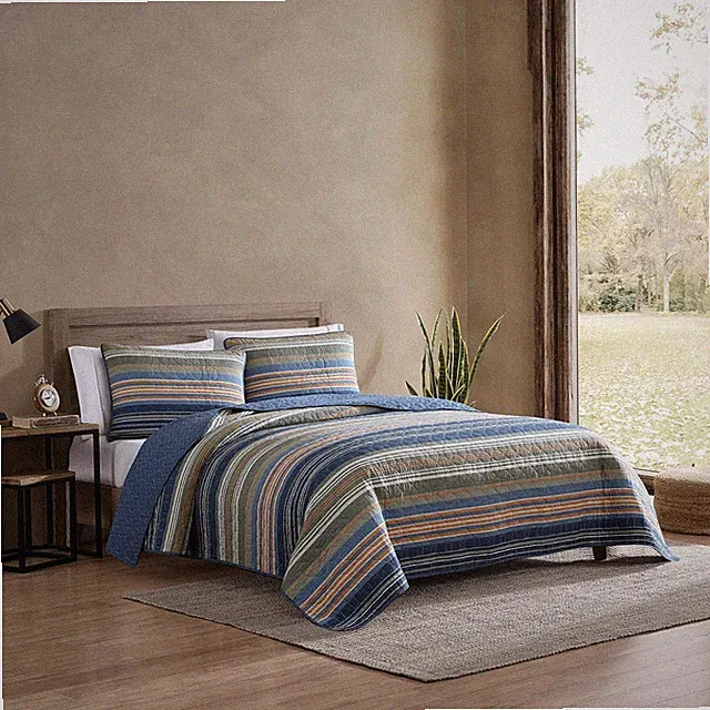 Yakima Collection Bedding Set 100% Cotton King Blue/Green/Orange
